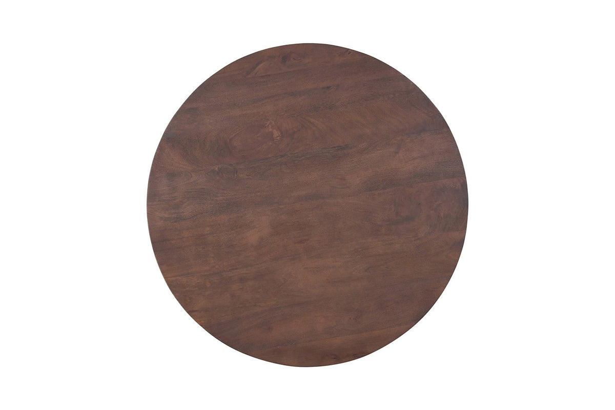 Tafel Tommy 130 cm Rond Mango hout Bruin – breedte 130 cm, diepte 130 cm en hoogte 77 cm – aanzicht 5