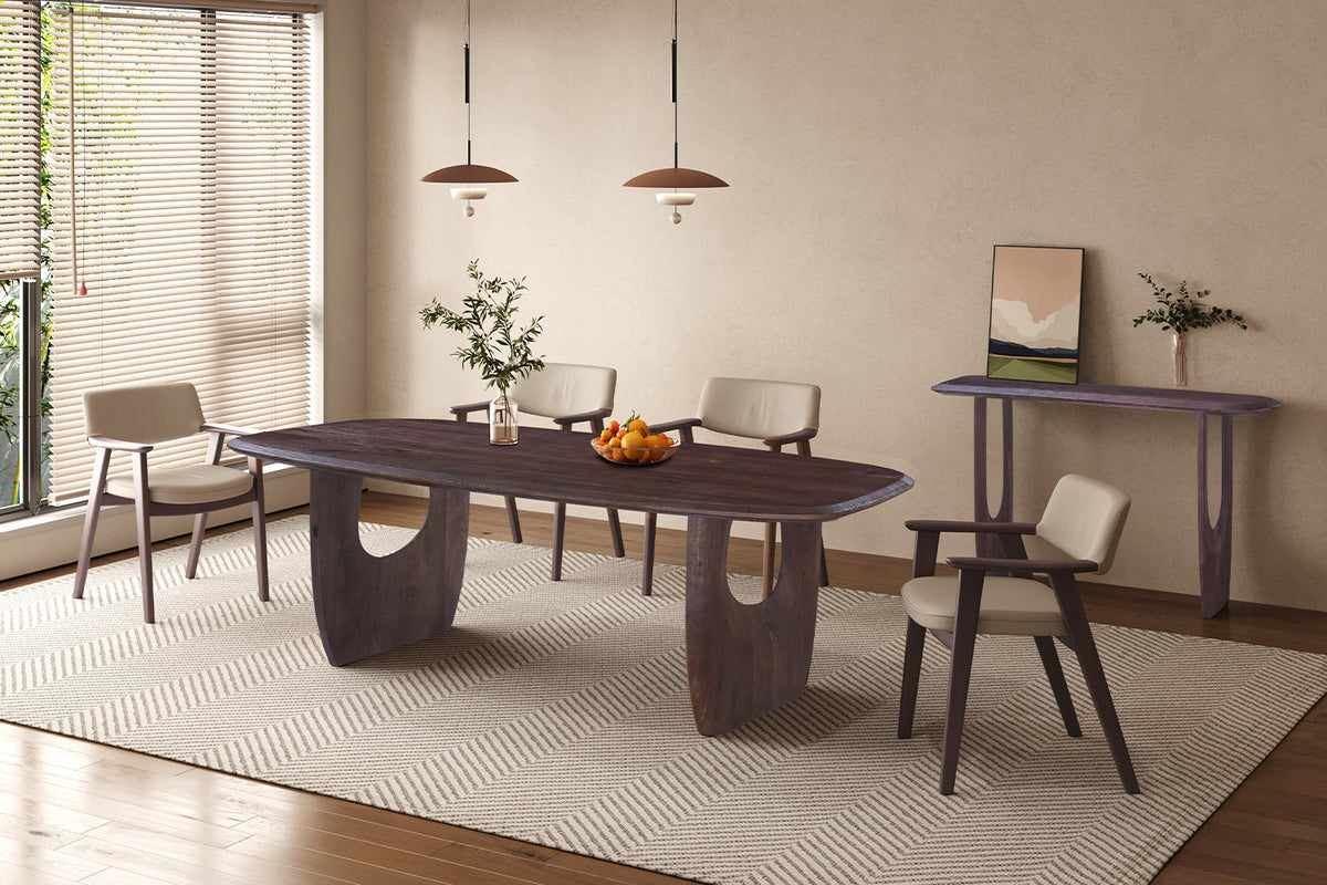 Tafel Braga Deens Ovaal Mango hout Donkerbruin – breedte 200 cm, diepte 100 cm en hoogte 76 cm – aanzicht 3