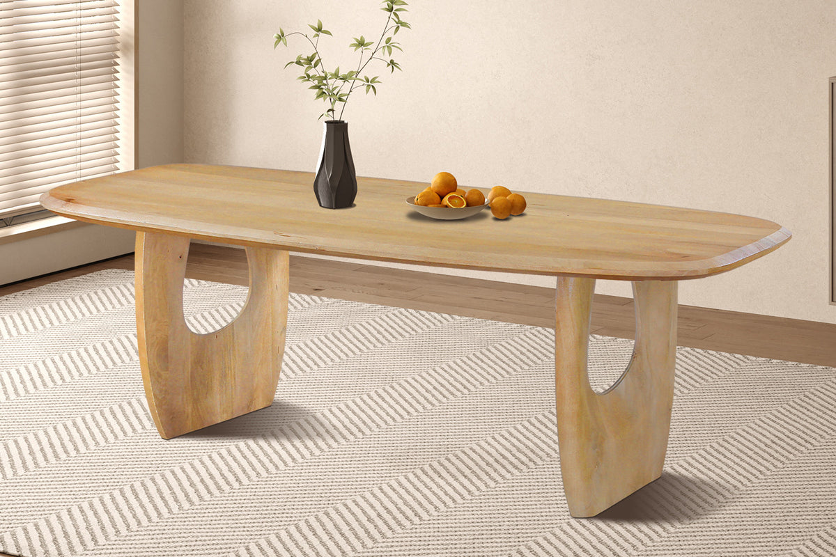 Tafel Braga Deens Ovaal Mango hout Amandel – breedte 200 cm, diepte 100 cm en hoogte 76 cm – aanzicht 2
