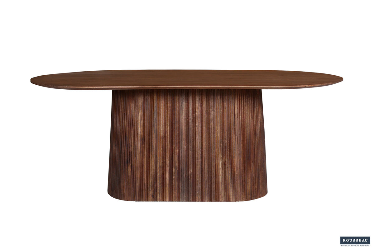 Tafel Miguel 200 cm Ovaal Mango hout Lichtbruin – breedte 200 cm, diepte 100 cm en hoogte 76 cm – aanzicht 2