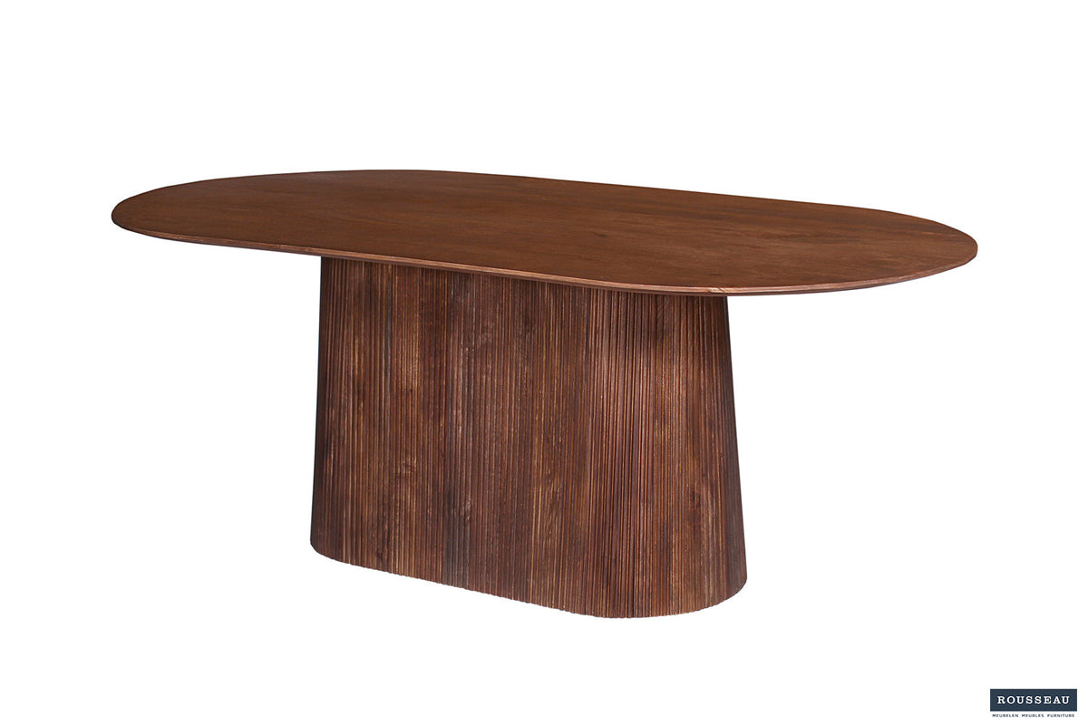 Tafel Miguel 200 cm Ovaal Mango hout Lichtbruin – breedte 200 cm, diepte 100 cm en hoogte 76 cm – aanzicht 4