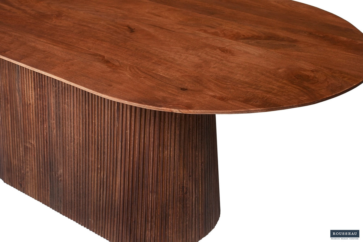 Tafel Miguel 200 cm Ovaal Mango hout Lichtbruin – breedte 200 cm, diepte 100 cm en hoogte 76 cm – aanzicht 5