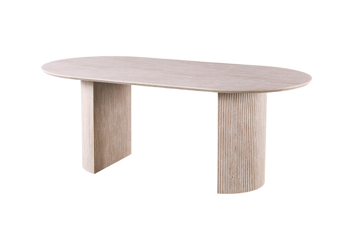 Tafel Lagos 200 cm Ovaal Decor Travertin Beige – breedte 200 cm, diepte 100 cm en hoogte 76 cm – aanzicht 4