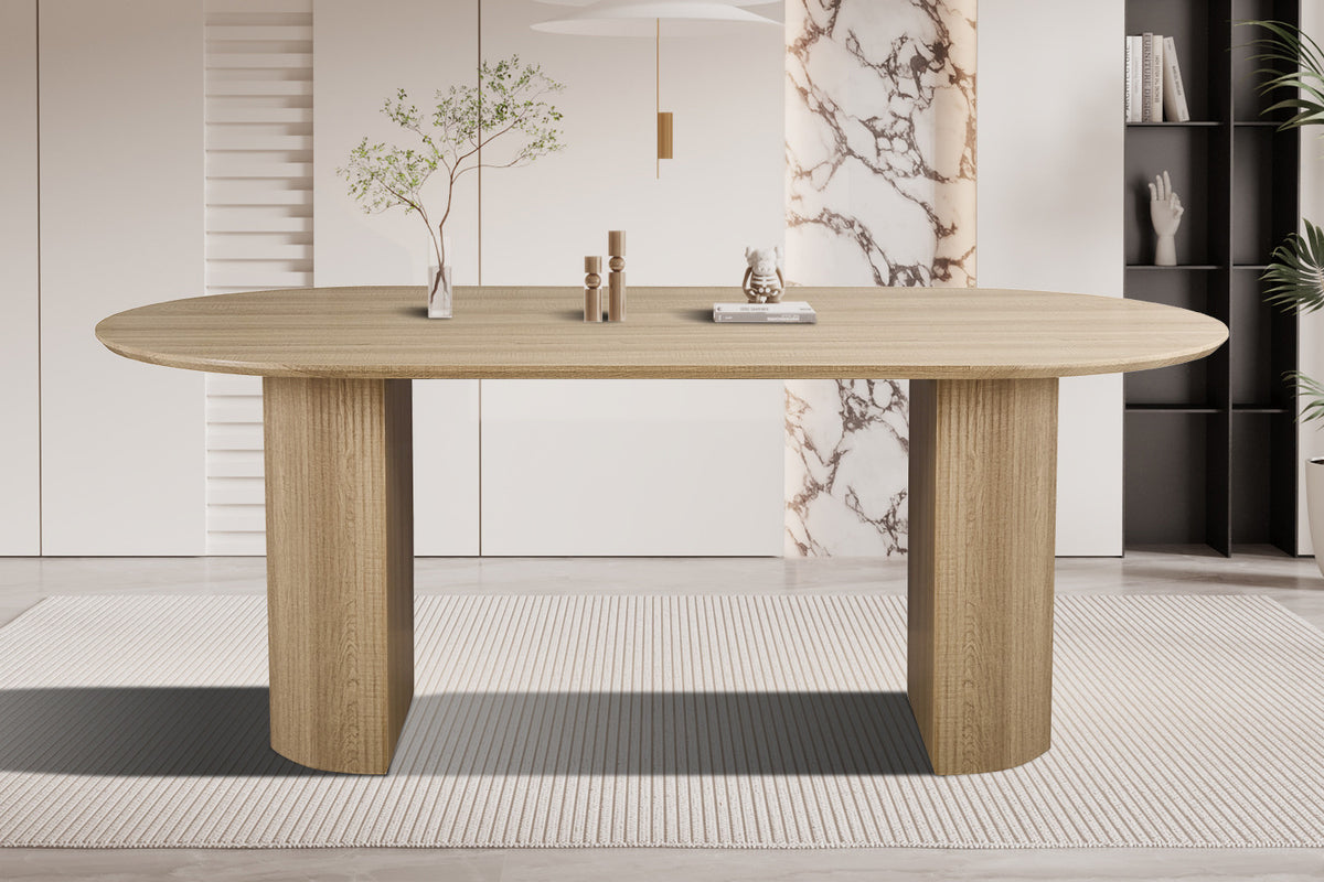 Tafel Lagos 200 cm Ovaal Decor Eik Naturel – breedte 200 cm, diepte 100 cm en hoogte 76 cm – aanzicht 2