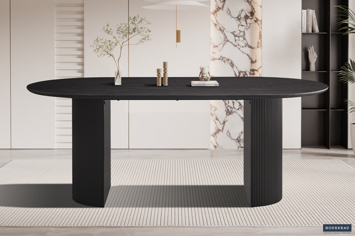 Tafel Lagos 200 cm Ovaal Decor Donkerbruin – breedte 200 cm, diepte 100 cm en hoogte 76 cm – aanzicht 2