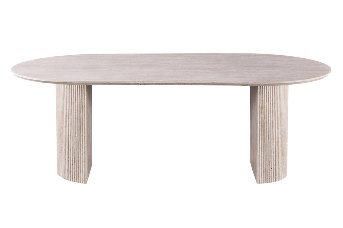 Tafel Lagos 220 cm Ovaal Decor Travertin Beige – breedte 220 cm, diepte 110 cm en hoogte 76 cm – aanzicht 3