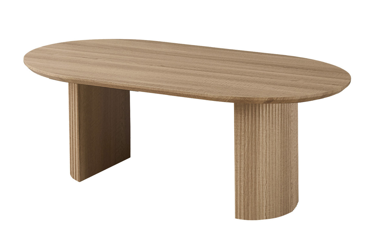 Tafel Lagos 220 cm Ovaal Decor Eik Naturel – breedte 220 cm, diepte 110 cm en hoogte 76 cm – aanzicht 3