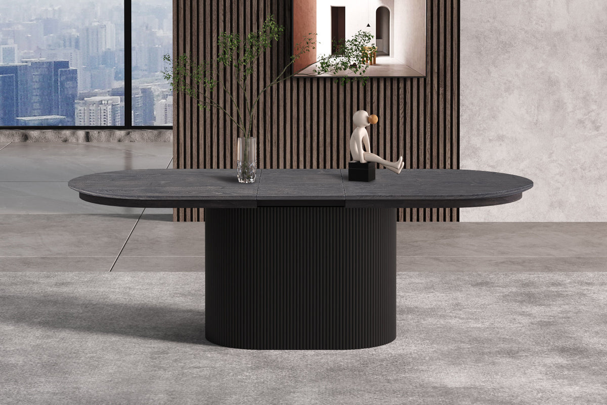 Uitschuifbare tafel Lagos 180-220 cm Ovaal Decor Donkerbruin – breedte 180-220 cm, diepte 110 cm en hoogte 75 cm – aanzicht 3