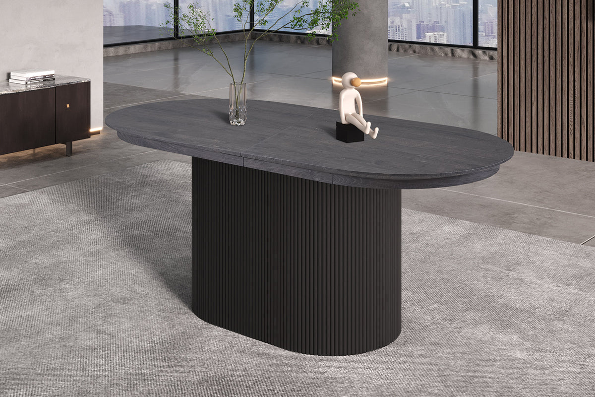 Uitschuifbare tafel Lagos 180-220 cm Ovaal Decor Donkerbruin – breedte 180-220 cm, diepte 110 cm en hoogte 75 cm – aanzicht 4