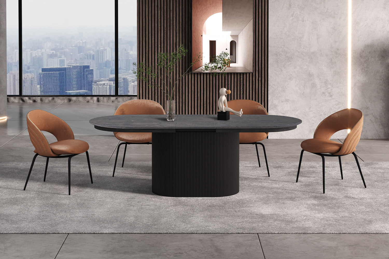 Uitschuifbare tafel 'Lagos' 180-220 cm Ovaal Decor Donkerbruin - afbeelding 2