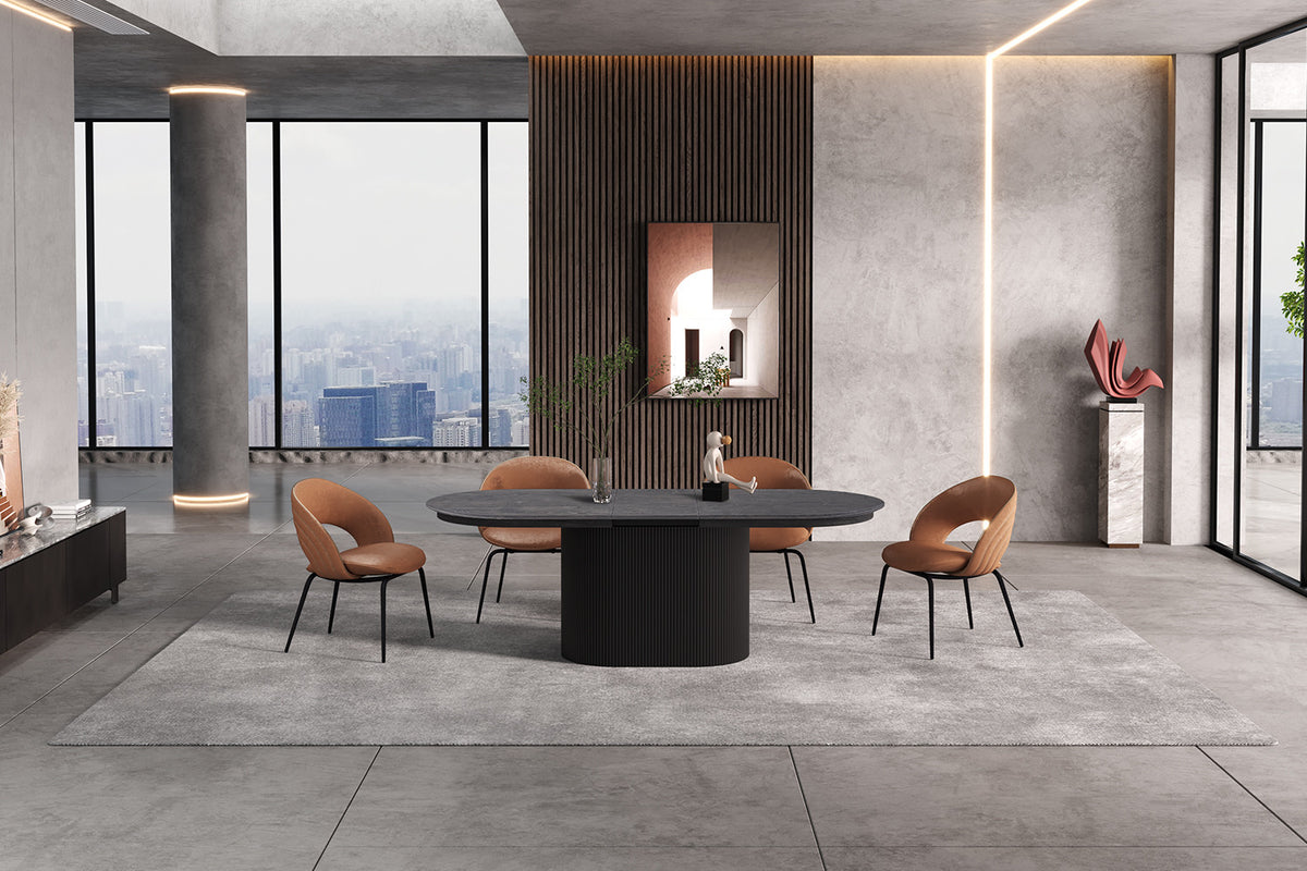 Uitschuifbare tafel Lagos 180-220 cm Ovaal Decor Donkerbruin – breedte 180-220 cm, diepte 110 cm en hoogte 75 cm – aanzicht 5