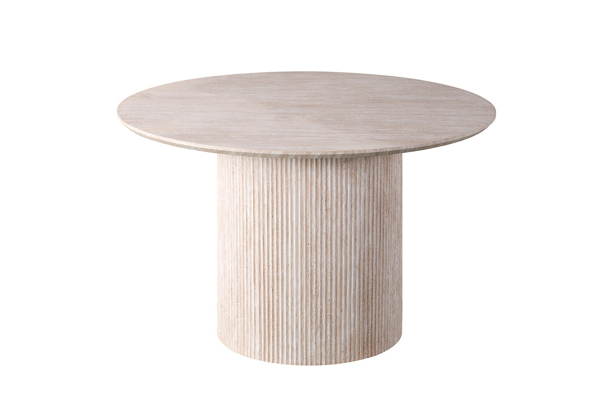 Tafel Lagos 120 cm Rond Decor Travertin Beige – breedte 120 cm, diepte 120 cm en hoogte 76 cm – aanzicht 4