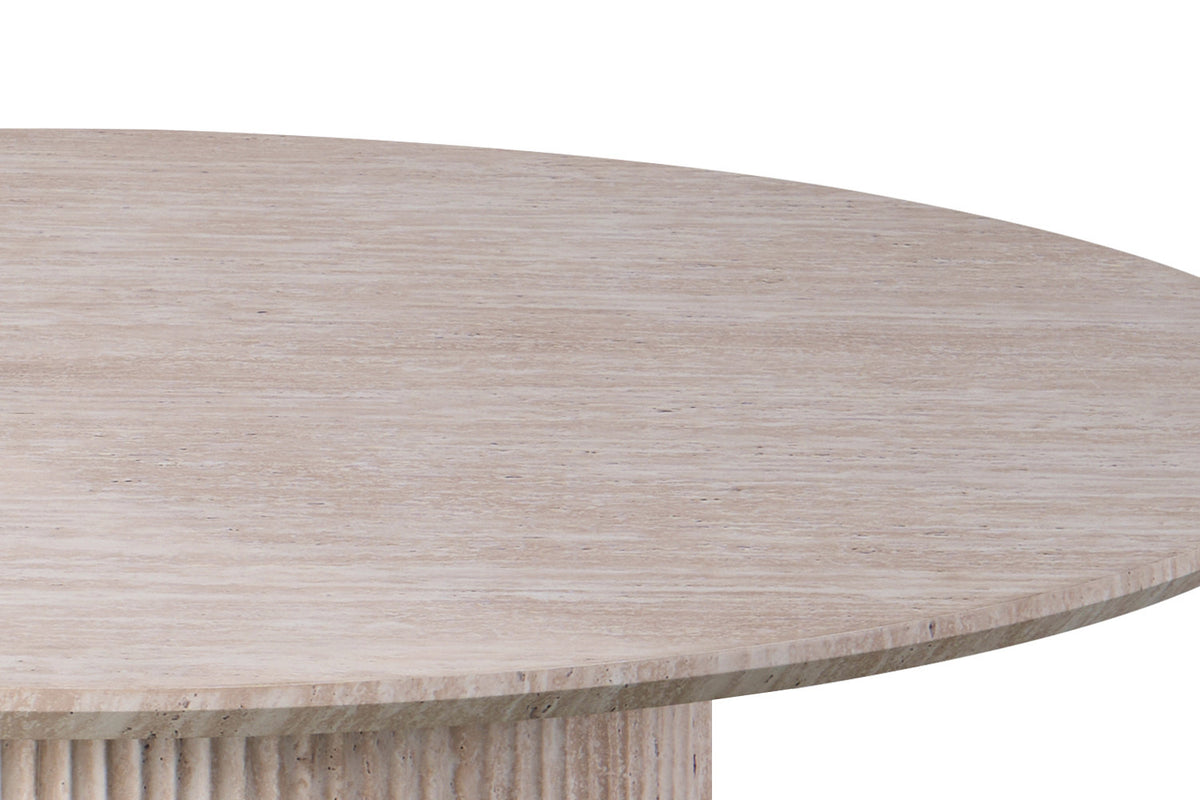 Tafel Lagos 120 cm Rond Decor Travertin Beige – breedte 120 cm, diepte 120 cm en hoogte 76 cm – aanzicht 6