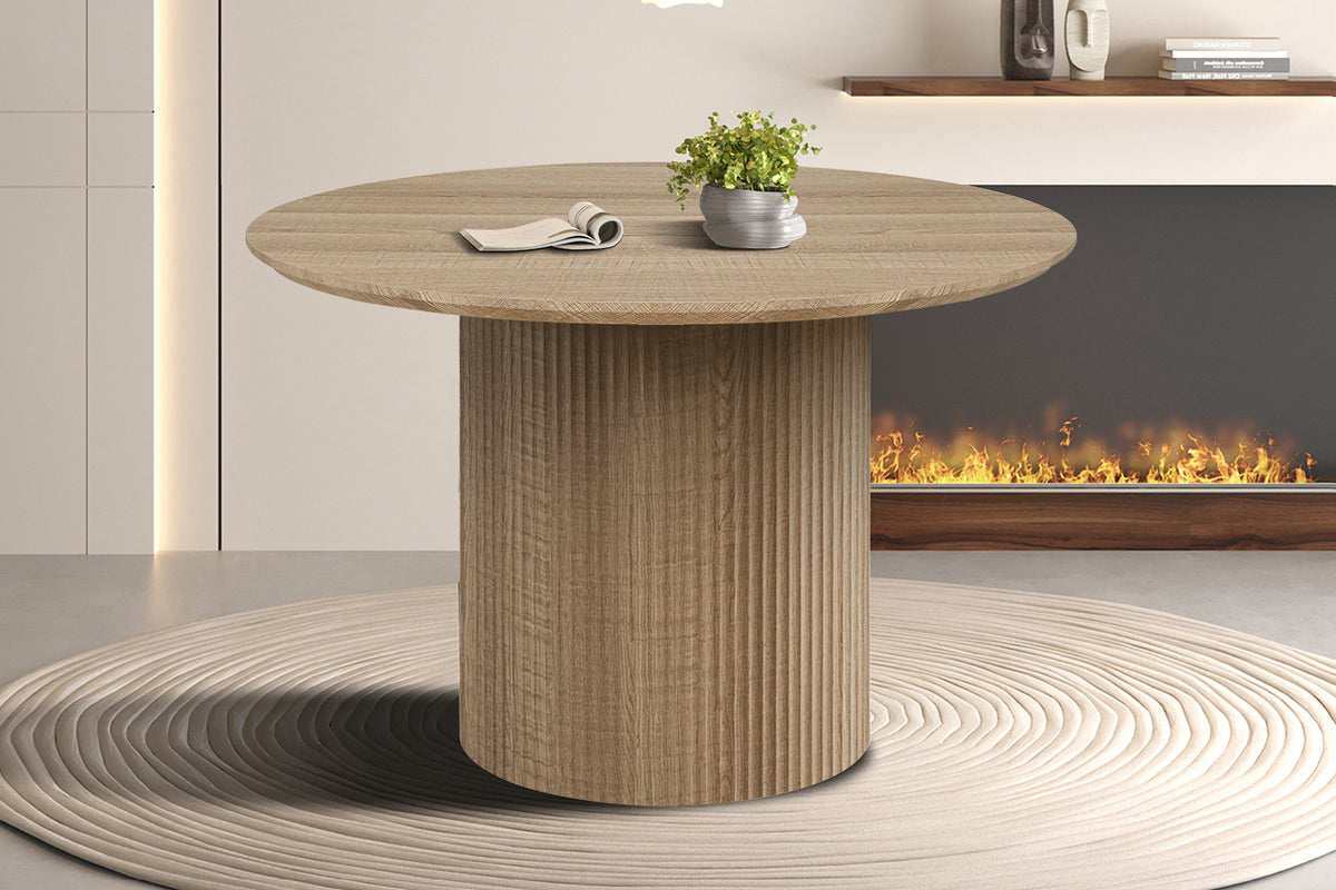 Tafel Lagos 120 cm Rond Decor Eik Naturel – breedte 120 cm, diepte 120 cm en hoogte 76 cm – aanzicht 2