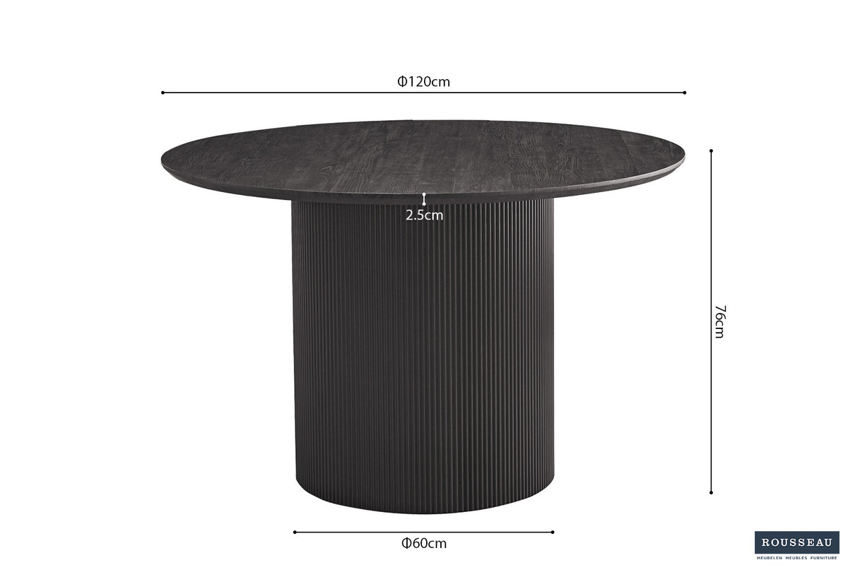 Tafel Lagos 120 cm Rond Decor Donkerbruin – breedte 120 cm, diepte 120 cm en hoogte 76 cm – aanzicht 6