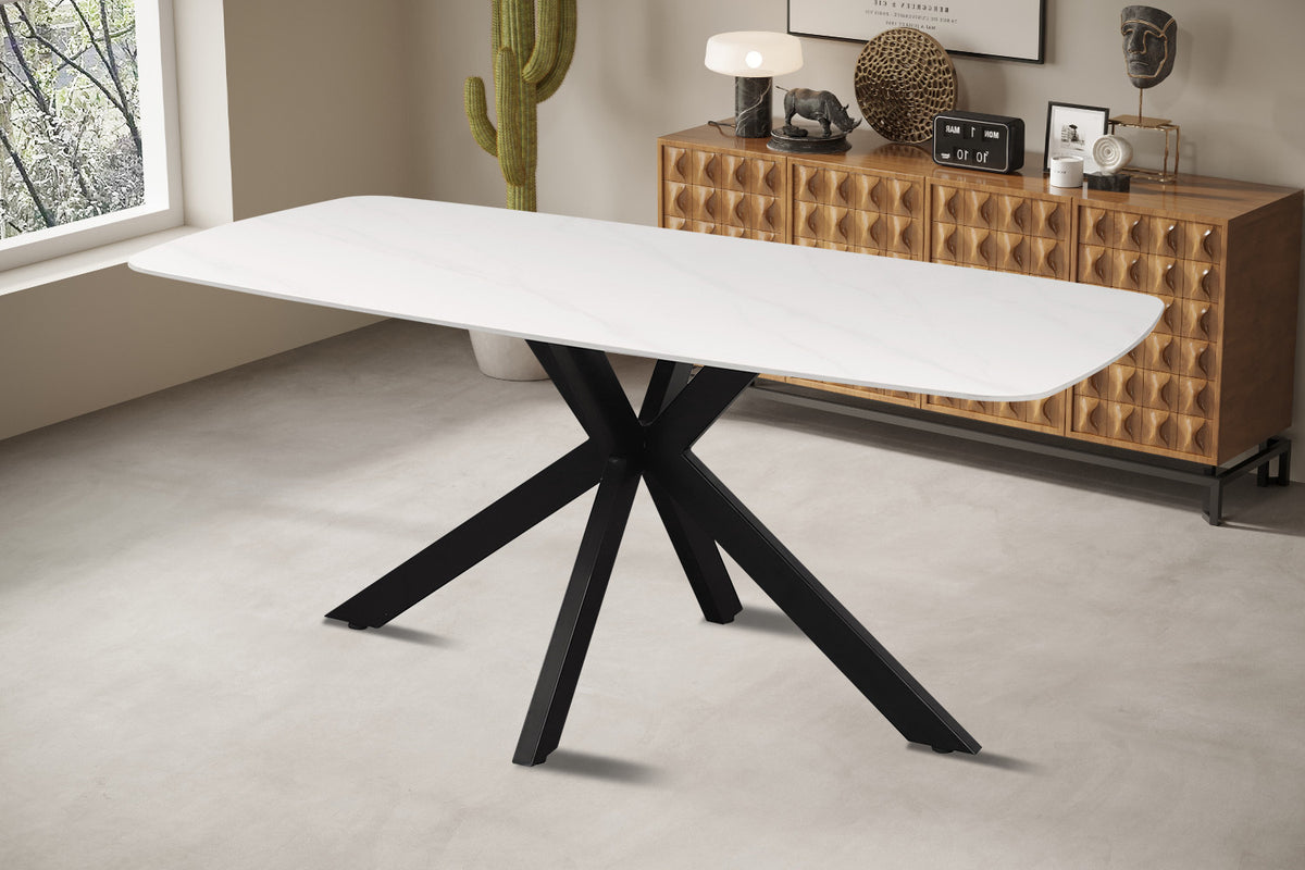 Tafel Apollo 180 cm Deens Ovaal Steen Wit – breedte 180 cm, diepte 90 cm en hoogte 76 cm – aanzicht 3