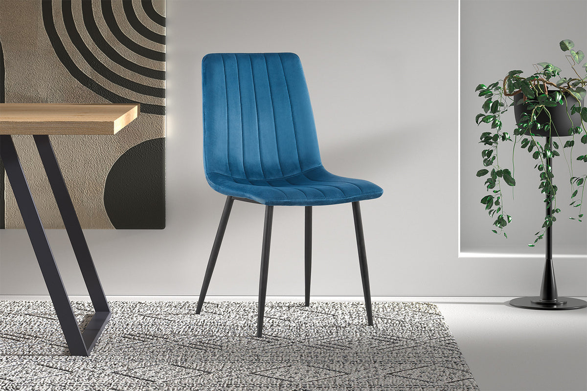 Stoel Willis Fluweel Blauw – aanzicht 2