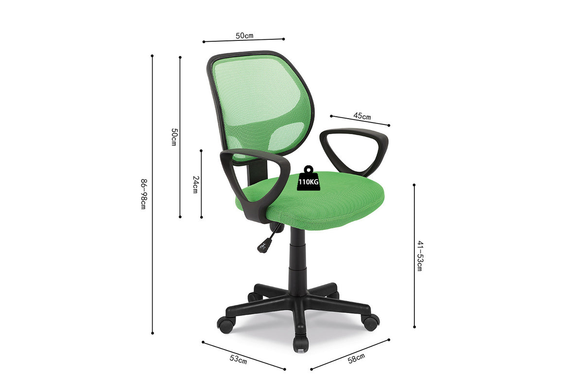 Bureaustoel Hippa Mesh Lime – aanzicht 6