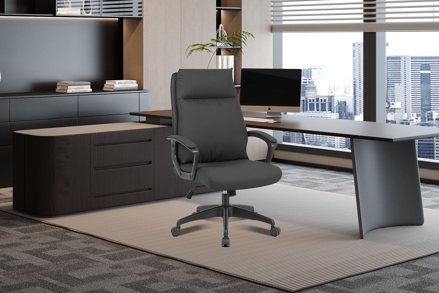 NEW - Bureaustoel 'Samuel' PU nylon Zwart - afbeelding 2