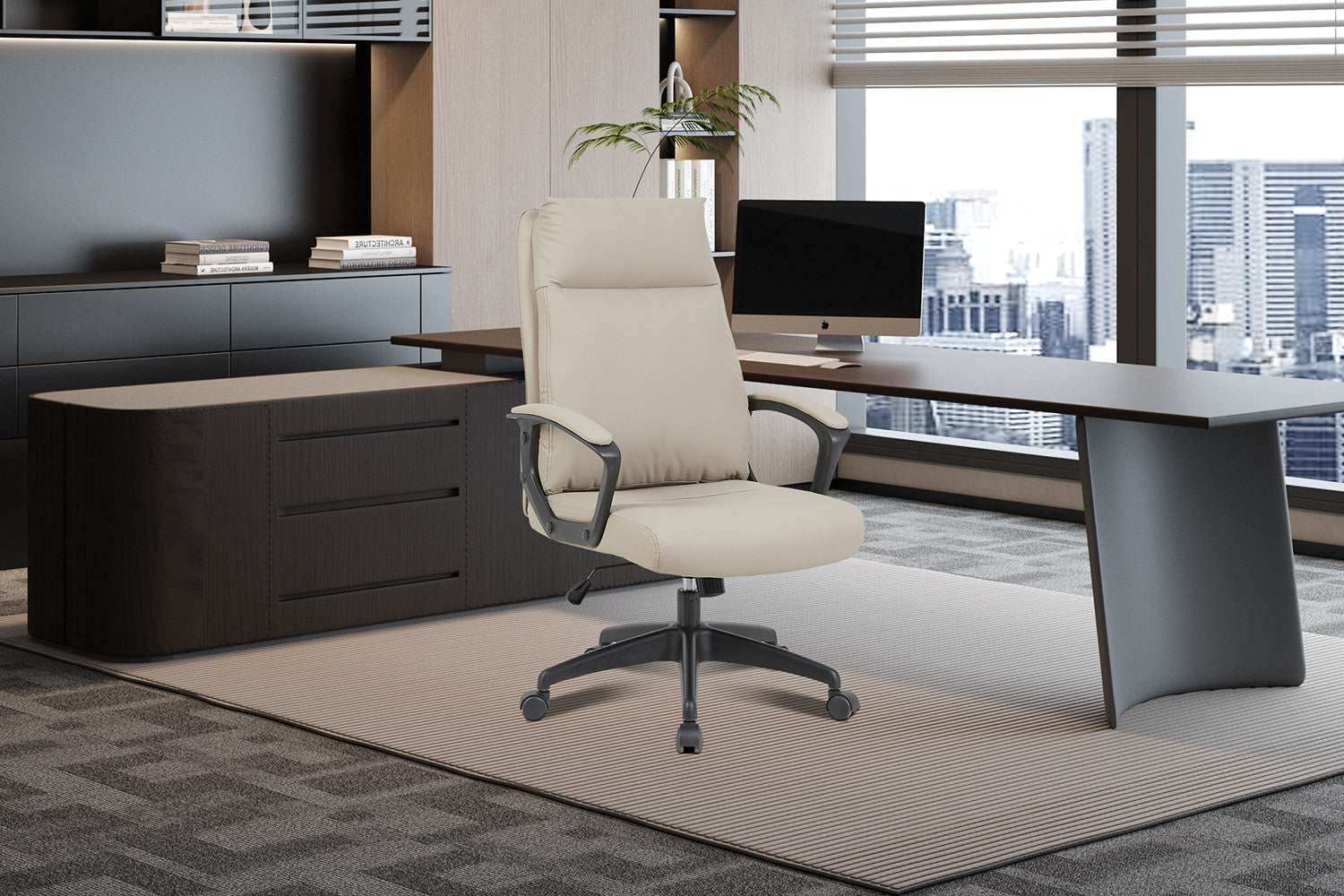 NEW - Bureaustoel 'Samuel' PU nylon Beige - afbeelding 2