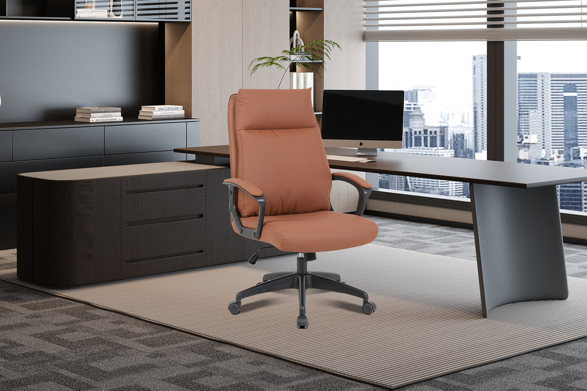 Bureaustoel Samuel PU nylon Cognac – aanzicht 2