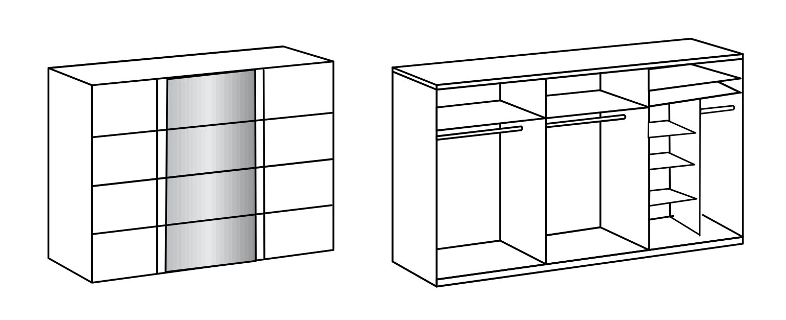 Kleerkast Berlijn - Wit en Antraciet