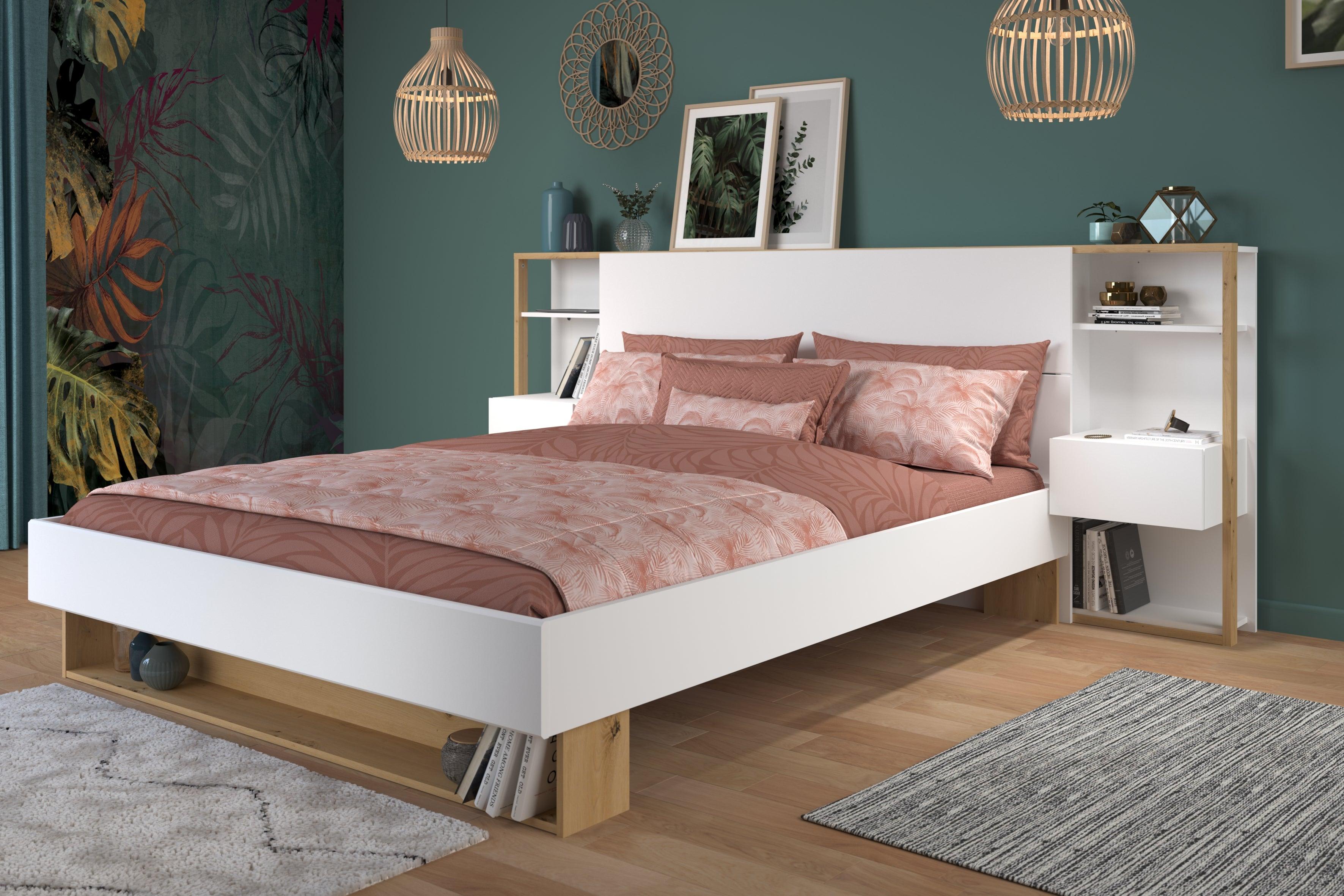 Bed 160cm met aangebouwde nachtkasten - Bed - Meubelen Robbrecht