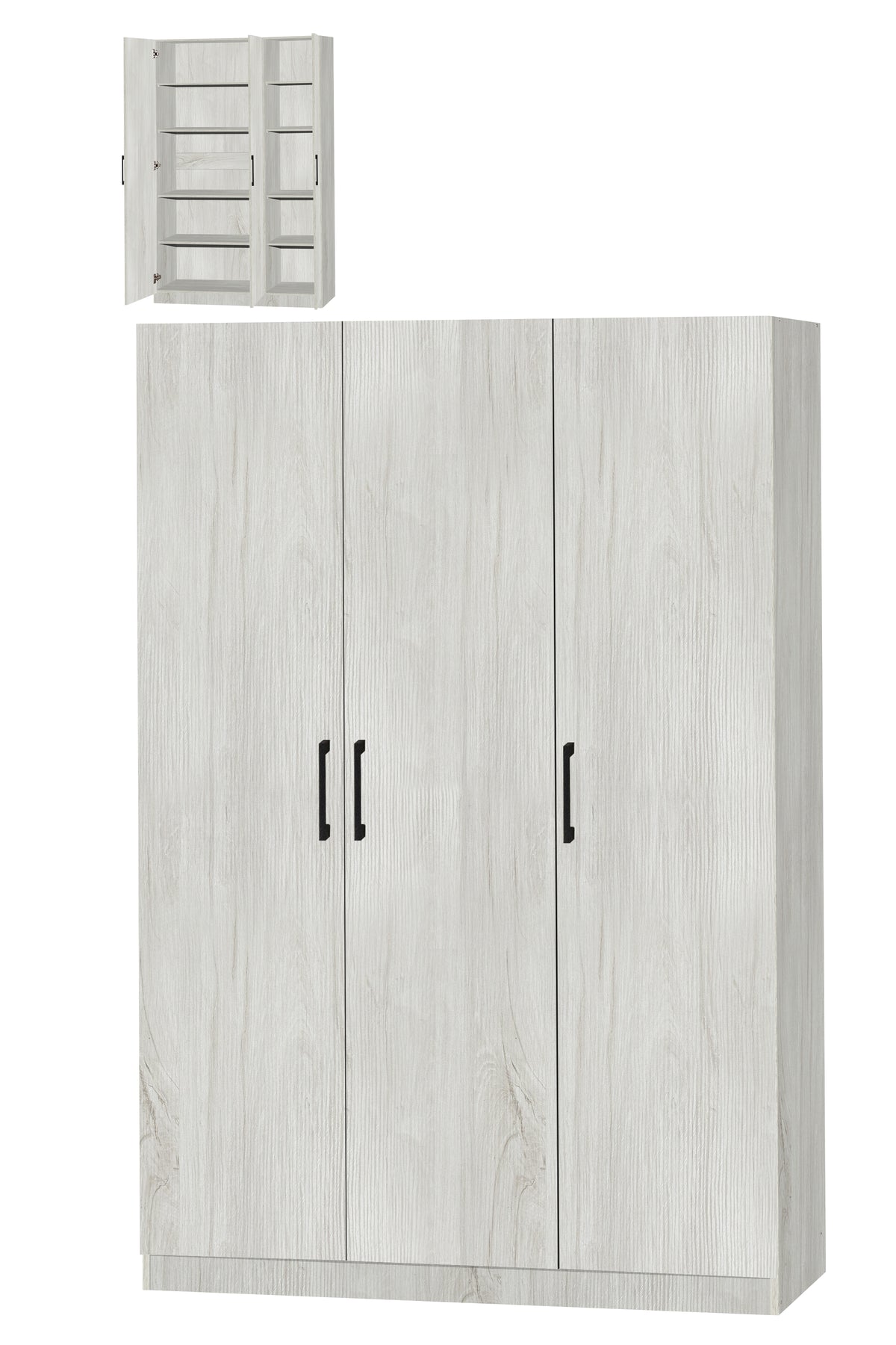 Bergkast white oak – 120 cm – 3 deuren – vooraanzicht