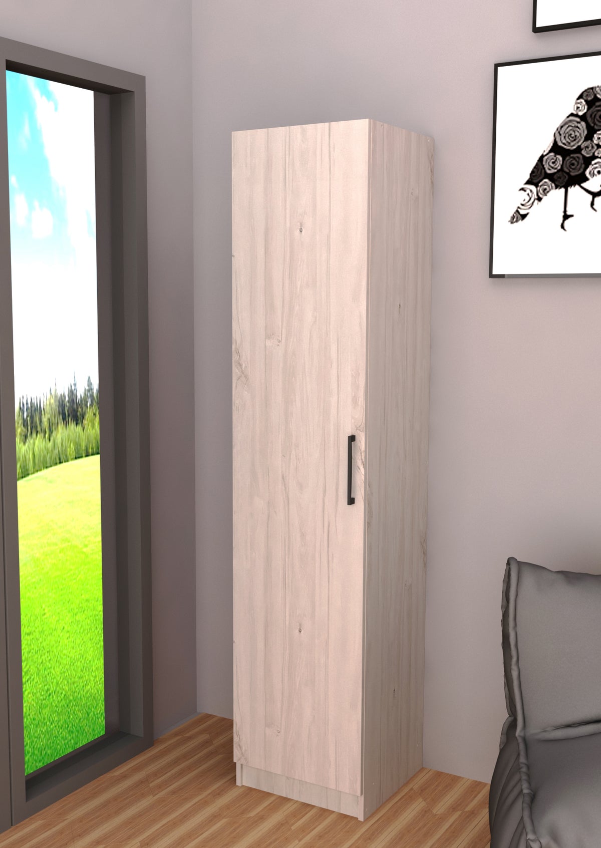 Bergkast white oak – 40 cm – 1 deur – vooraanzicht