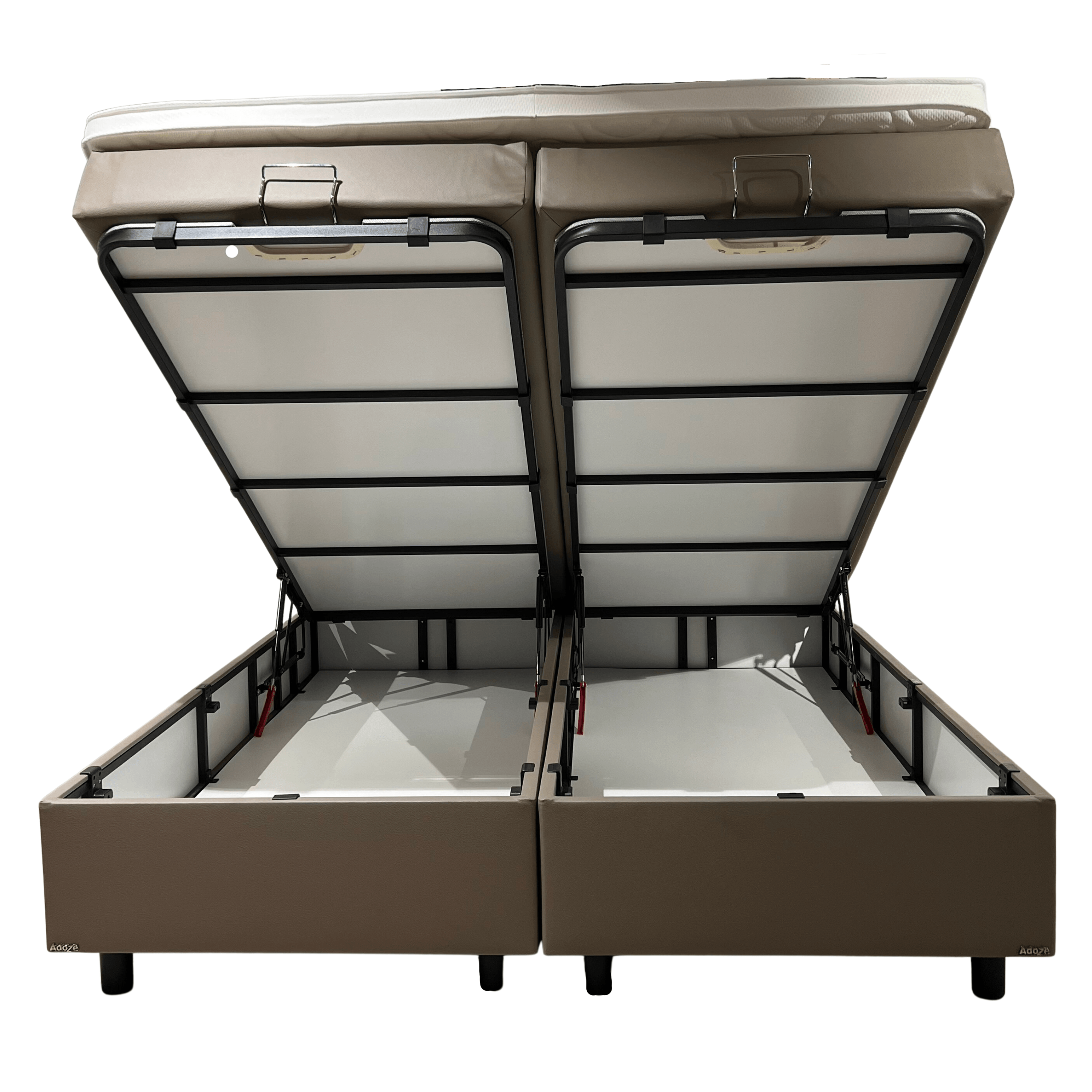 Boxspring Mars met opbergkoffer - PU taupe - Boxspring - Meubelen Robbrecht