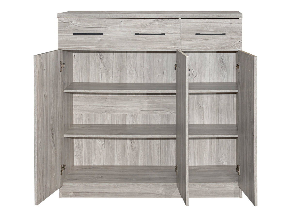 Commode grijze eik – 108 cm – model COH 2 – open met zicht op de binnenindeling