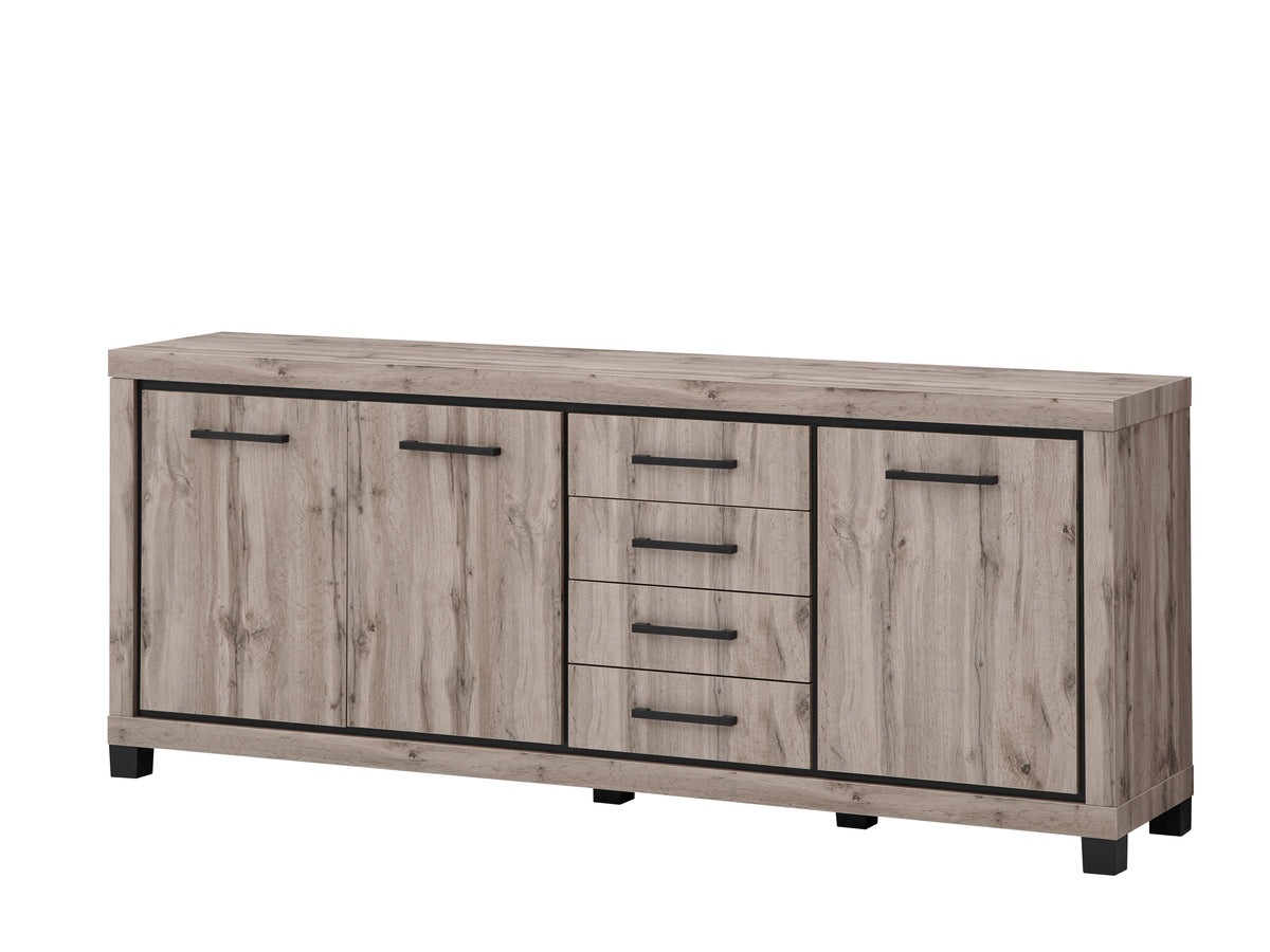 Dressoir Elegance 225 cm in Canada oak met vier deuren en vier laden