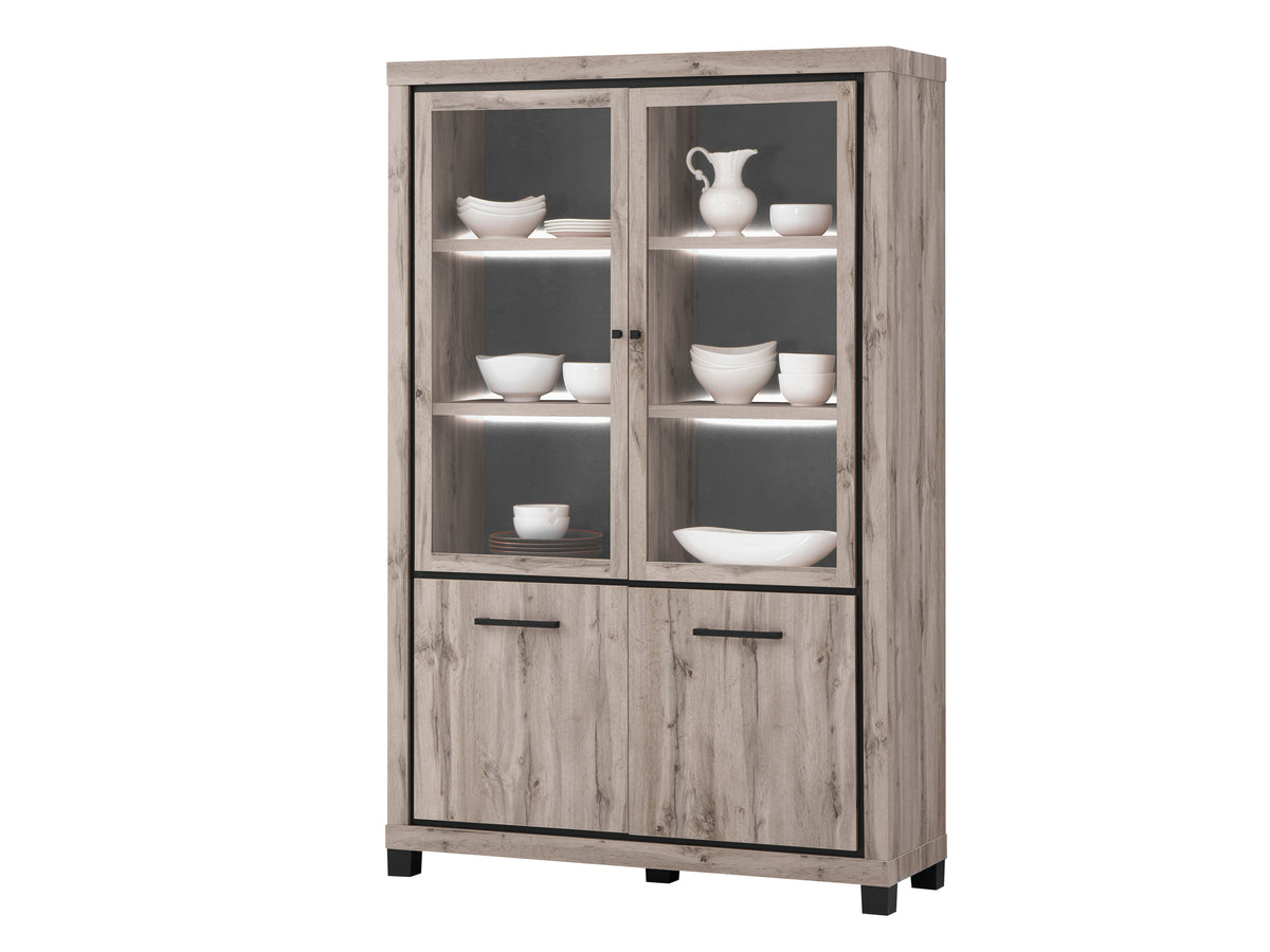 Elegance vitrinekast 133 cm in lichte Canada oak met twee deuren