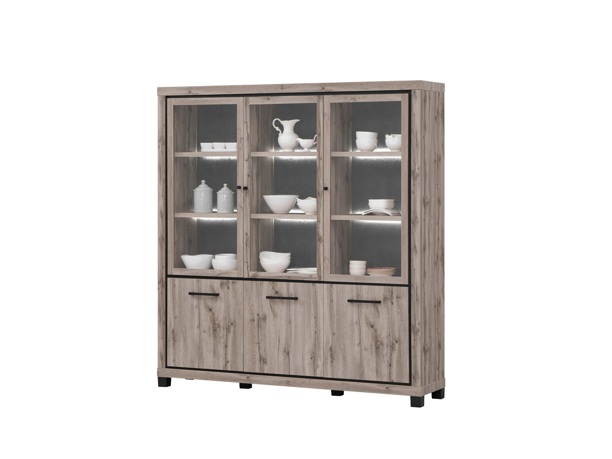 Elegance vitrinekast – 191 cm – met LED – vooraanzicht