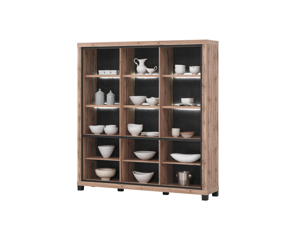 Elegance vitrinekast – 191 cm – met LED – open met zicht op de binnenindeling