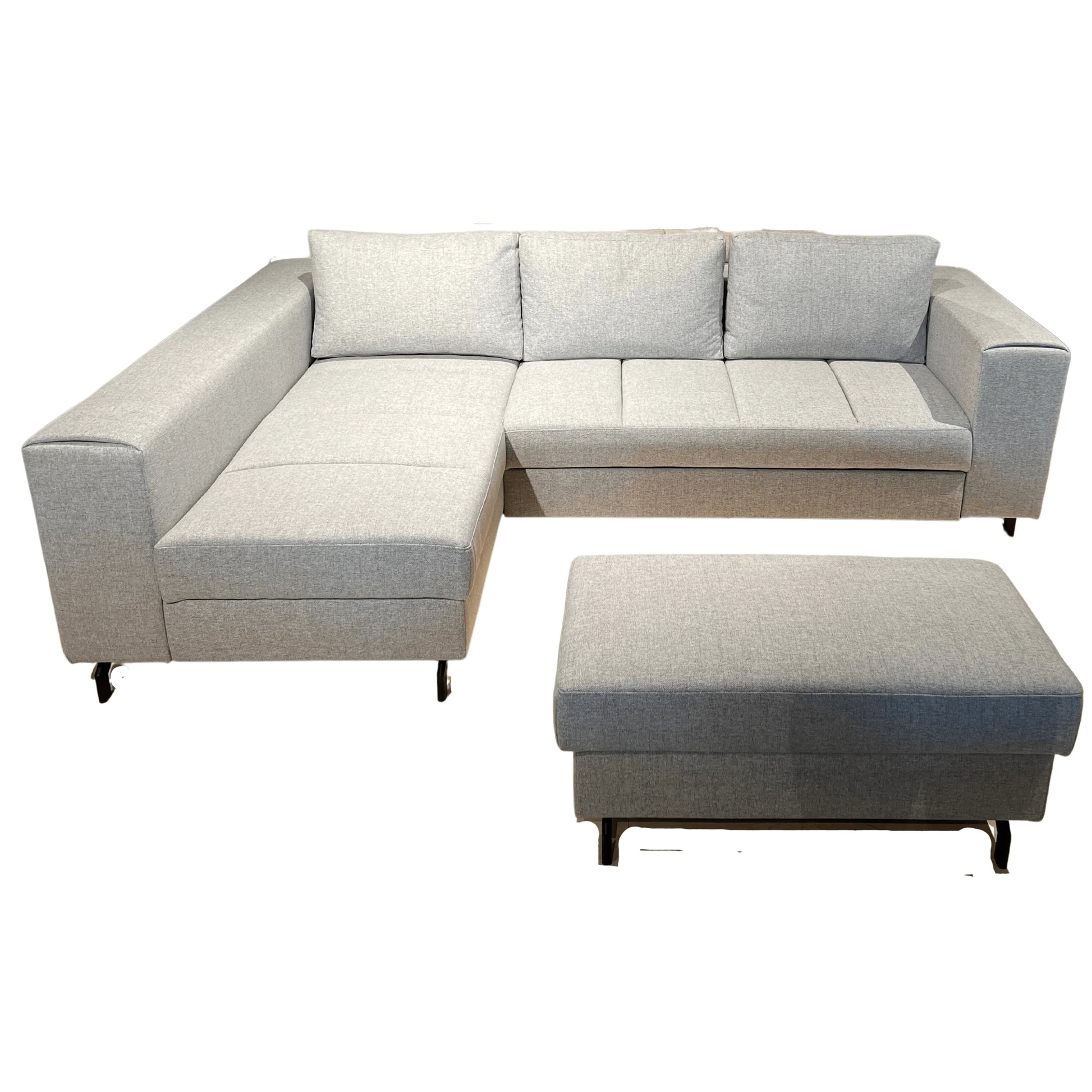 Hoeksalon Falu inclusief poef - Grijze stof - Salon - Meubelen Robbrecht