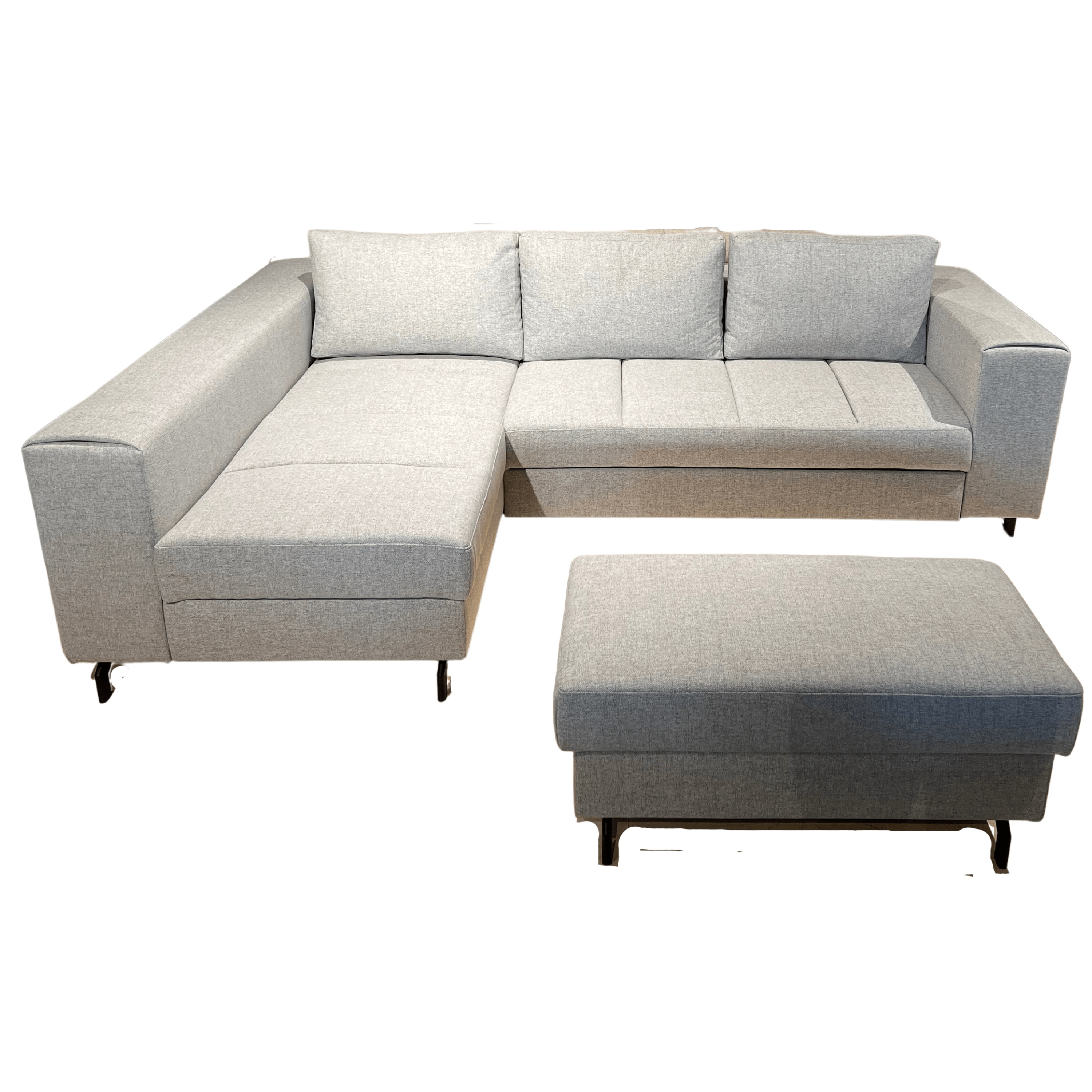 Hoeksalon Falu inclusief poef - Grijze stof - Salon - Meubelen Robbrecht