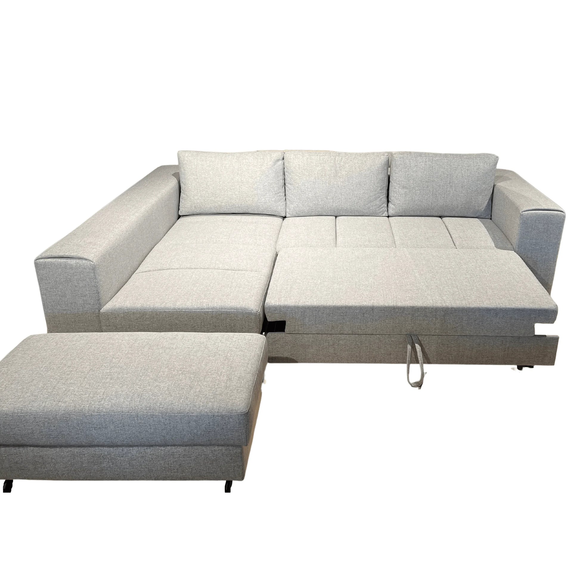 Hoeksalon Falu inclusief poef - Grijze stof - Salon - Meubelen Robbrecht