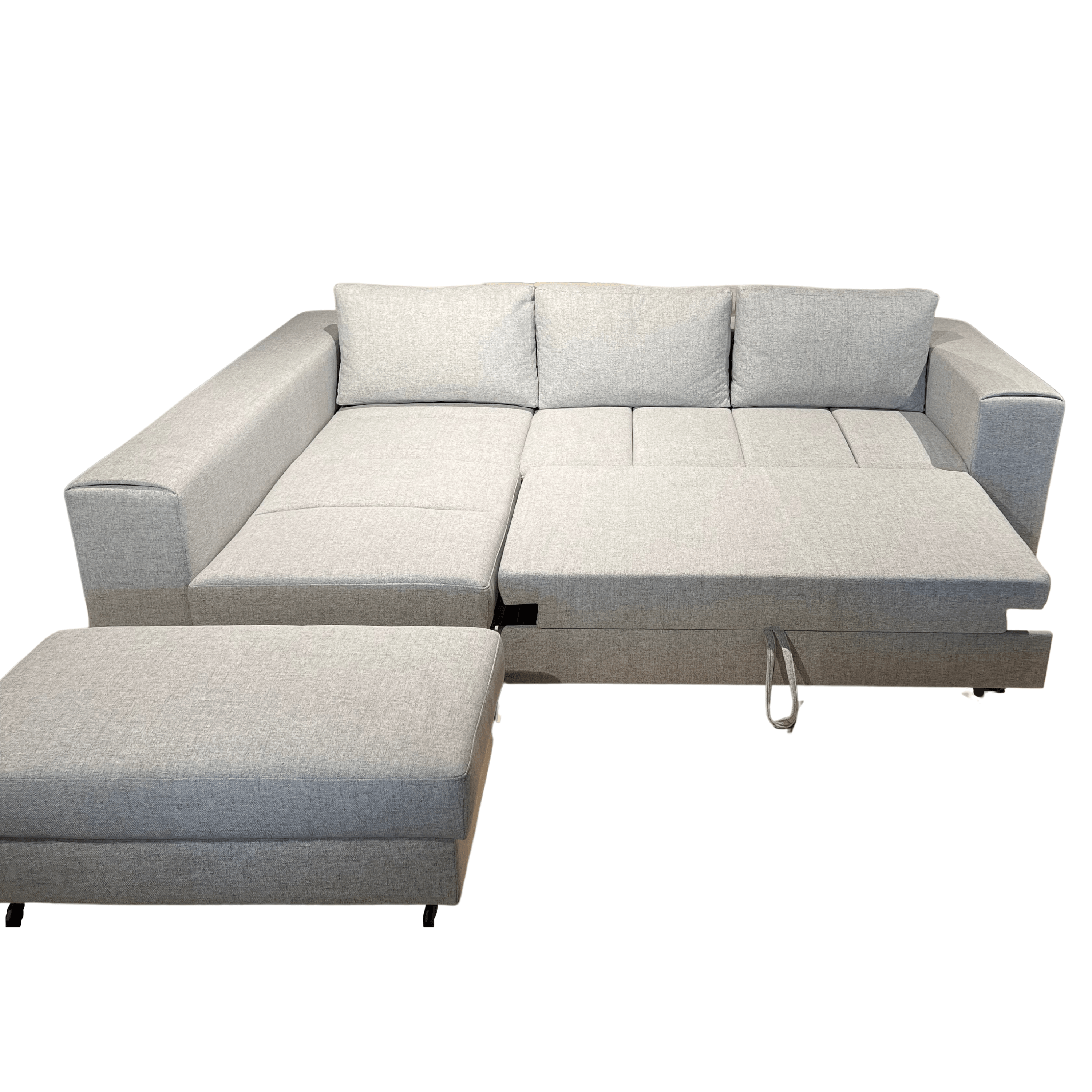 Hoeksalon Falu inclusief poef - Grijze stof - Salon - Meubelen Robbrecht