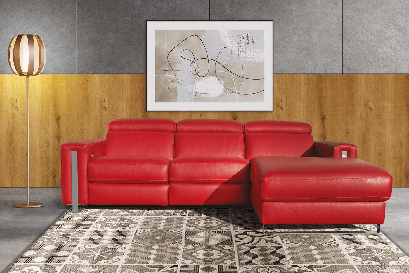 Hoeksalon Mustang - Italiaans leder met elektrische relax - Salon - Meubelen Robbrecht