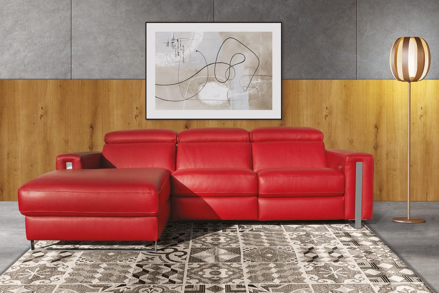 Hoeksalon Mustang - Italiaans leder met elektrische relax - Salon - Meubelen Robbrecht