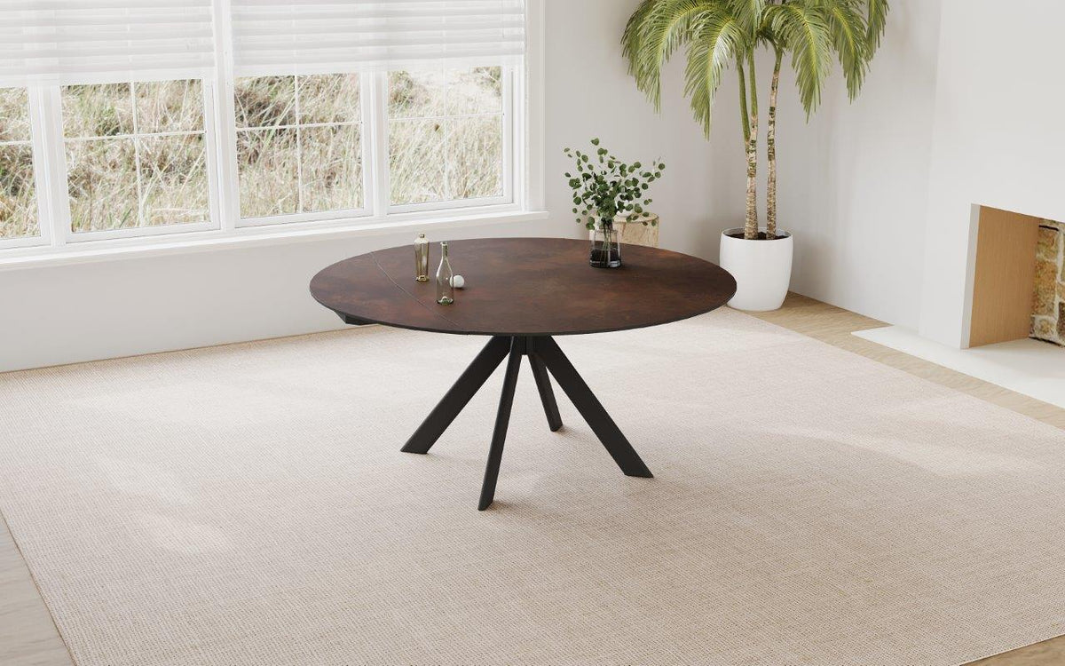 Ronde keramische eettafel Palermo in de kleur Brons