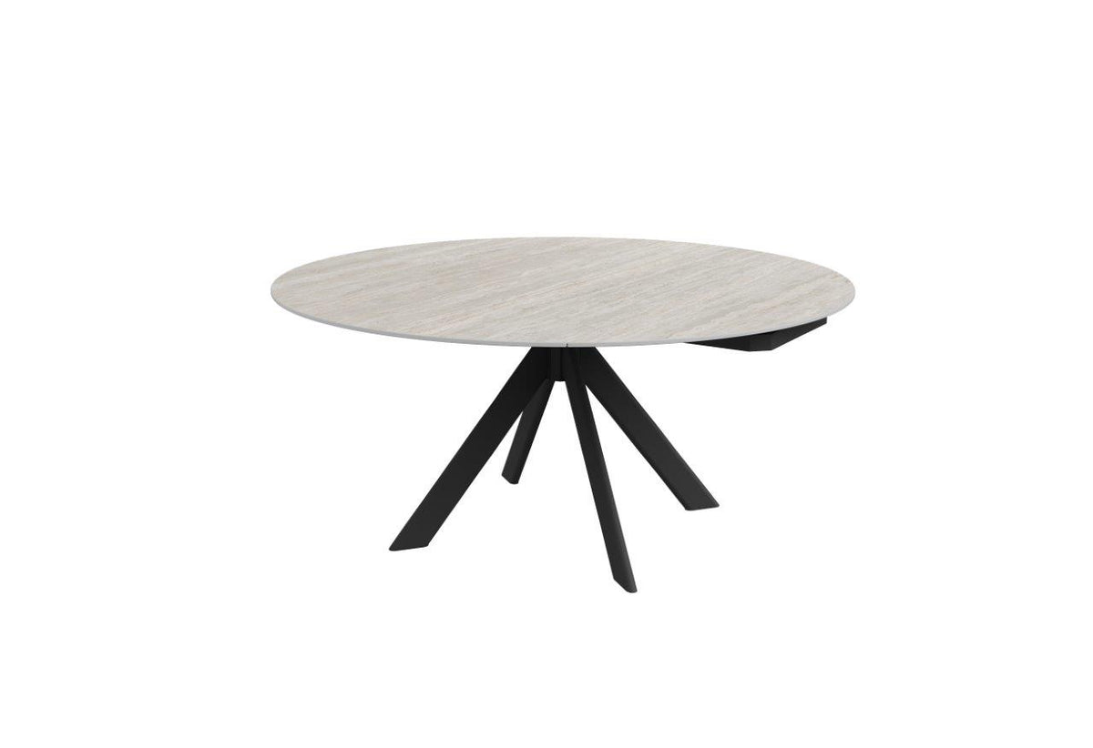 Uitgeschoven keramische eettafel Palermo in Travertine Beige