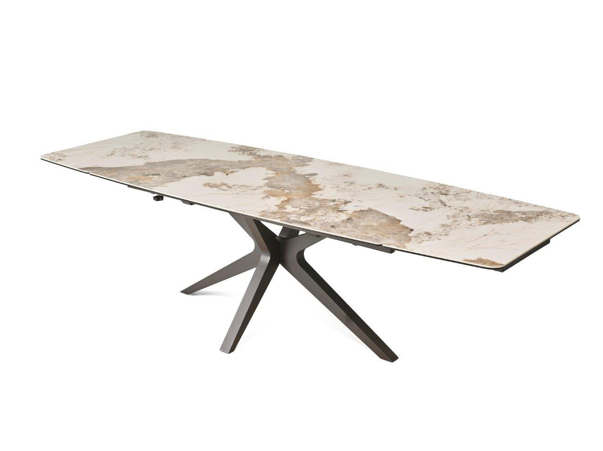 Uitgeschoven keramische eettafel Siracusa in Utopia Brown van 280 cm