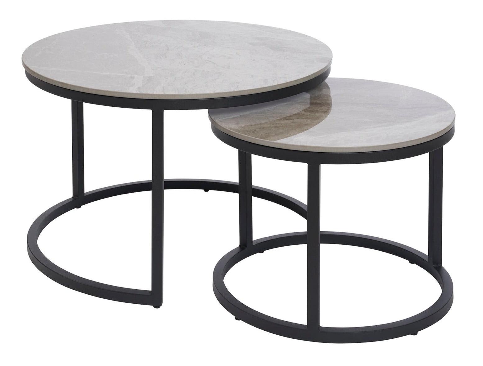 Keramische Salontafel Set van 2 rond - Grijs - Salontafel - Meubelen Robbrecht