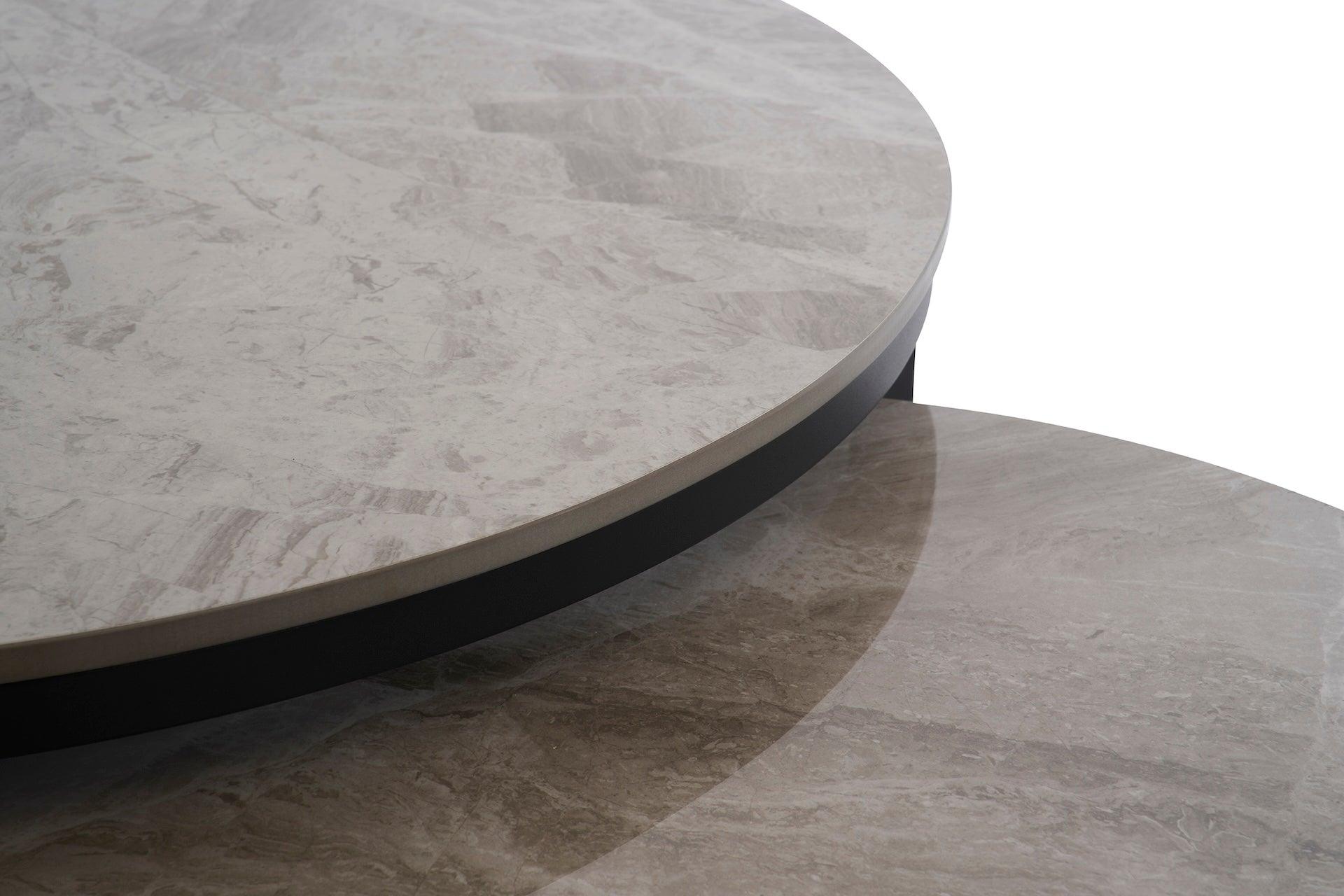 Keramische Salontafel Set van 2 rond - Grijs - Salontafel - Meubelen Robbrecht