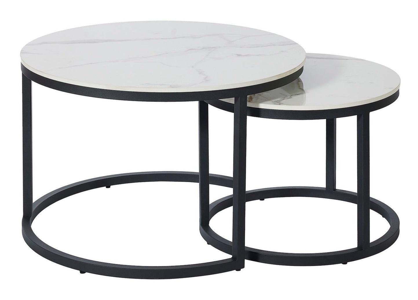 Keramische Salontafel Set van 2 rond - Wit - Salontafel - Meubelen Robbrecht