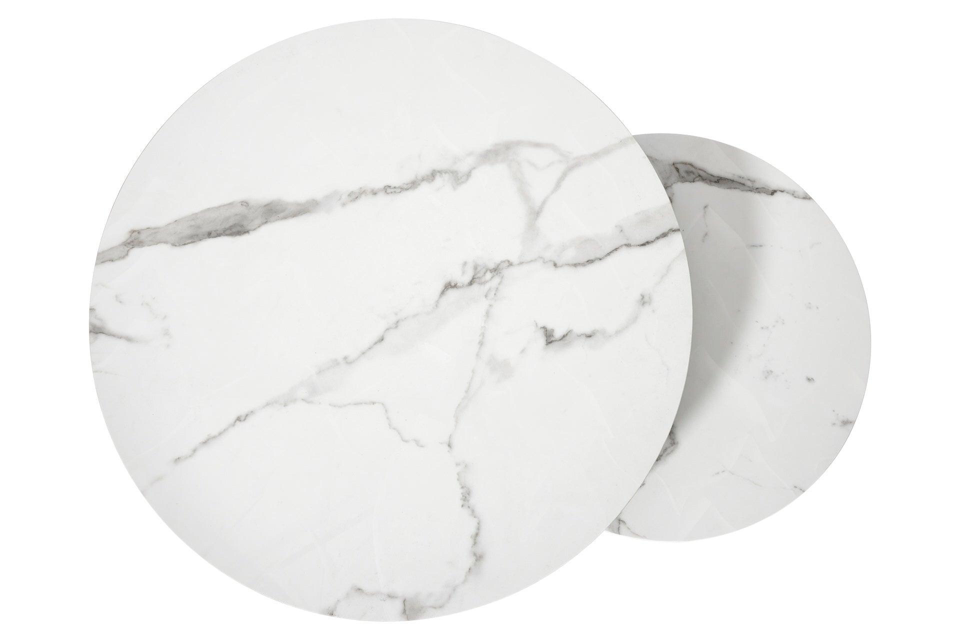 Keramische Salontafel Set van 2 rond - Wit - Salontafel - Meubelen Robbrecht