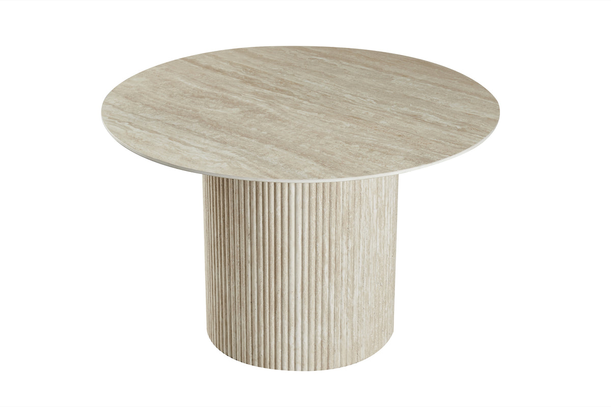 Keramische tafels eettafel – travertin – 120 cm – vooraanzicht