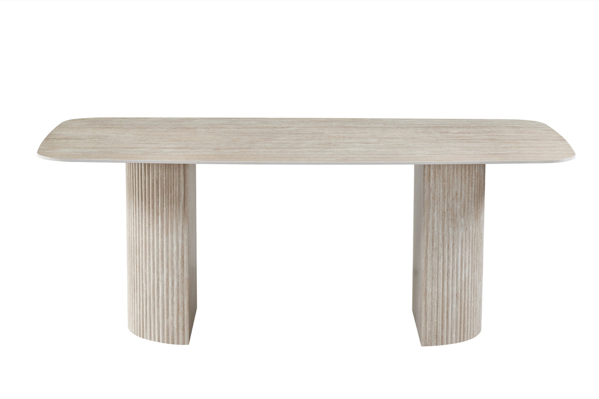 Keramische tafels eettafel – travertin – 200 cm – vooraanzicht